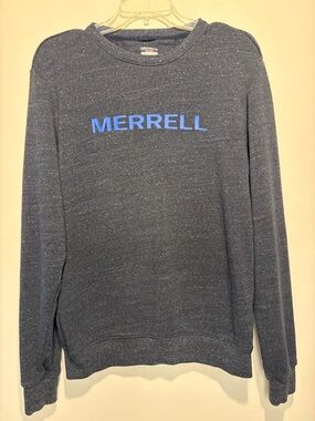 Merrell Navy Blue Heathered Crewneck Sweater Organic Cotton Blend Long Sleeve M